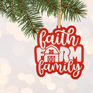 Metal Faith Farm Family Ornament - Christmas Decor