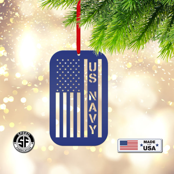 Metal US Navy Ornament - American Flag - Christmas Decor