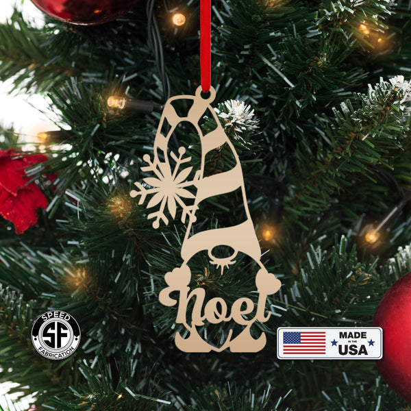 Metal Noel Gnome Ornament - Metal Noel Holiday Decor