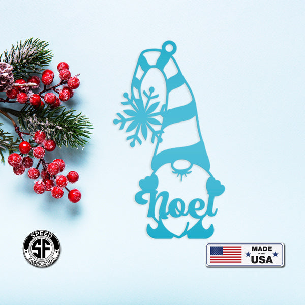 Metal Noel Gnome Ornament - Metal Noel Holiday Decor