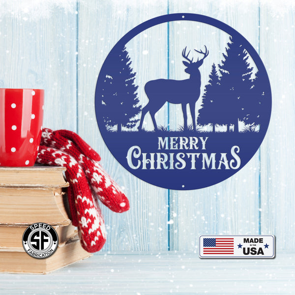 Metal Merry Christmas Deer Sign, Outdoor Holiday Sign, Indoor Christmas Decor