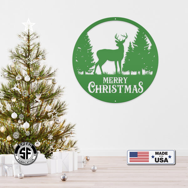 Metal Merry Christmas Deer Sign, Outdoor Holiday Sign, Indoor Christmas Decor