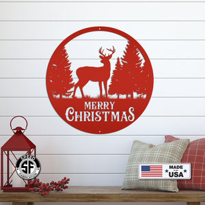 Metal Merry Christmas Deer Sign, Outdoor Holiday Sign, Indoor Christmas Decor