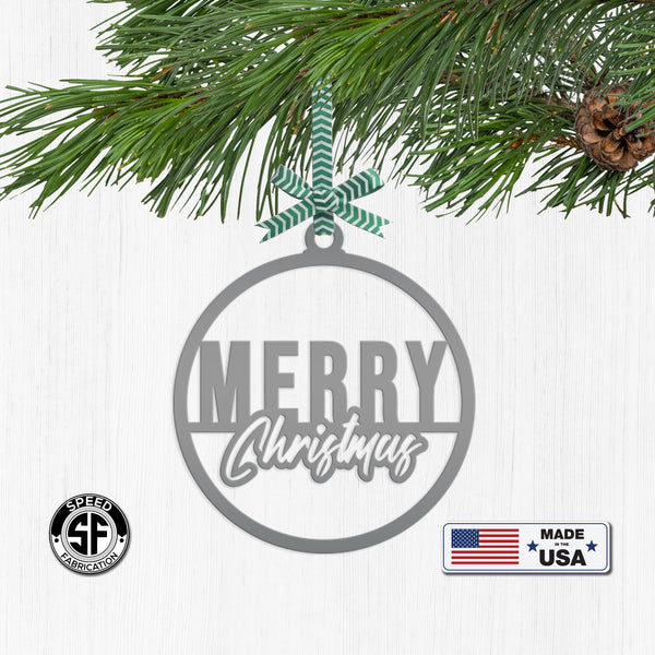 Merry Christmas Metal Ornament - Holiday Decor
