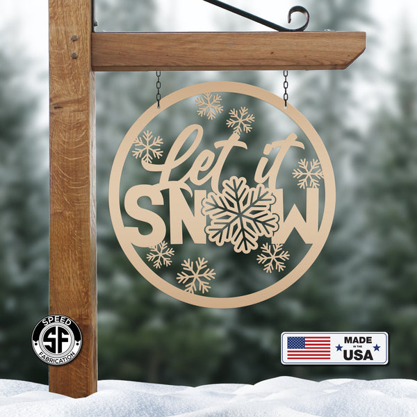 Outdoor Let it Snow Metal Sign,  Winter Decor, Seasonal Decor