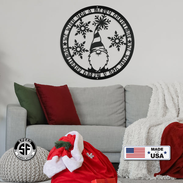 Christmas Gnome Metal Sign, Cute Gnome Sign