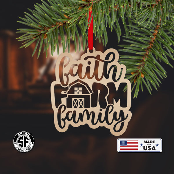 Metal Faith Farm Family Ornament - Christmas Decor