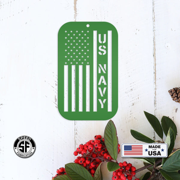 Metal US Navy Ornament - American Flag - Christmas Decor