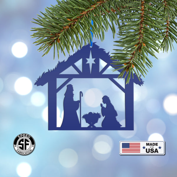 Metal Christmas Nativity Scene Ornament - Holiday Decor