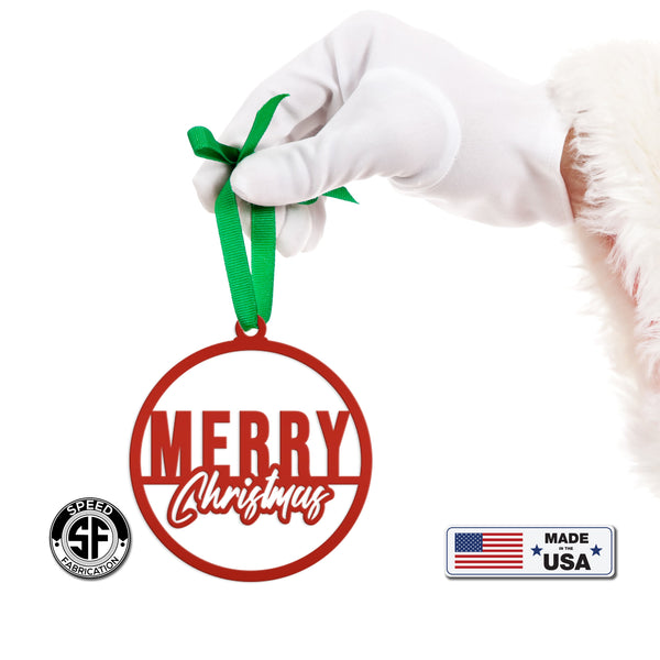 Merry Christmas Metal Ornament - Holiday Decor