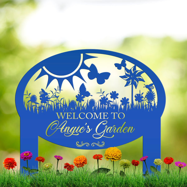 Custom Garden Sign With Flowers and Butterflies