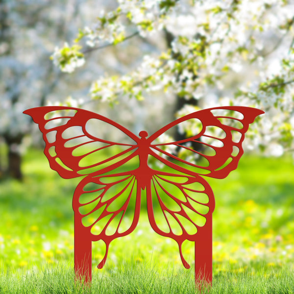 Outdoor Butterfly Metal Yard Stake Sign - Weatherproof Garden Sign