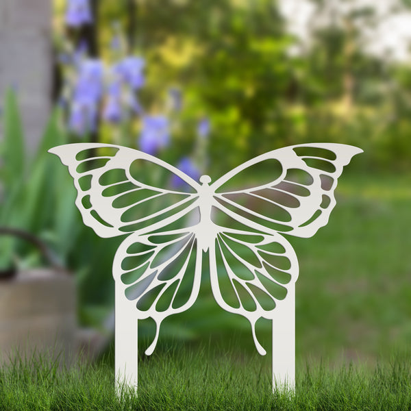 Outdoor Butterfly Metal Yard Stake Sign - Weatherproof Garden Sign