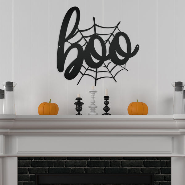 Spiderweb Boo Halloween Metal Sign - Halloween Decor