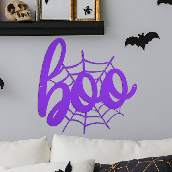 Spiderweb Boo Halloween Metal Sign - Halloween Decor