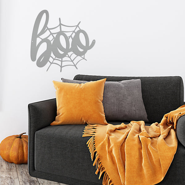 Spiderweb Boo Halloween Metal Sign - Halloween Decor