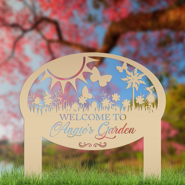 Custom Garden Sign With Flowers and Butterflies