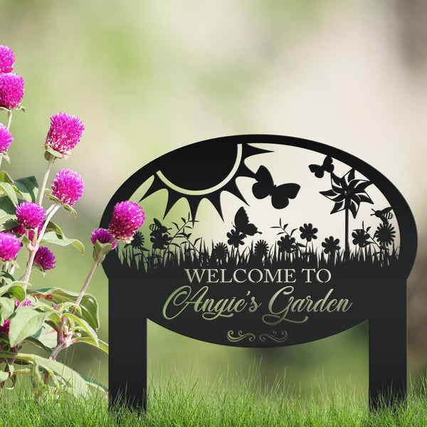 Garden Decoration Sign With Flowers and Butterflies, Gift For the Gardner, Mother's Day Gift Idea