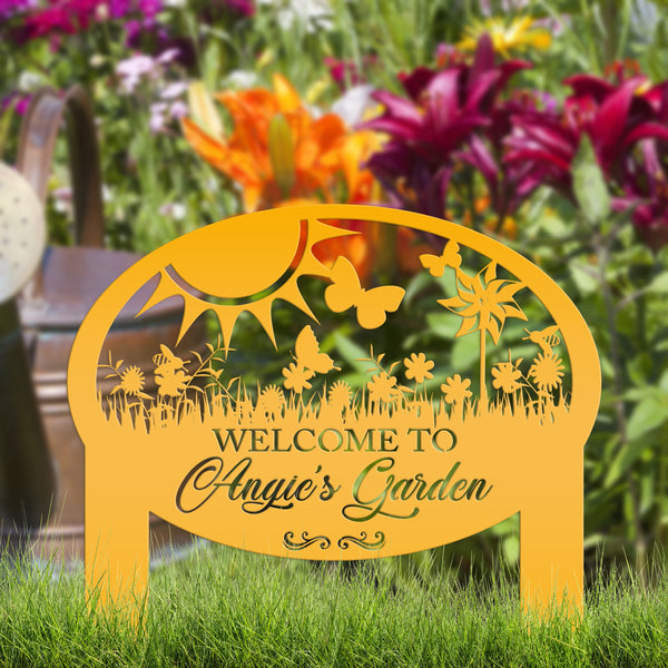 Custom Garden Sign With Flowers and Butterflies