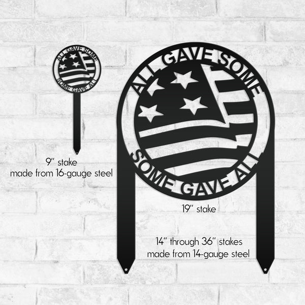Patriotic Metal Yard Stake - Military Veteran