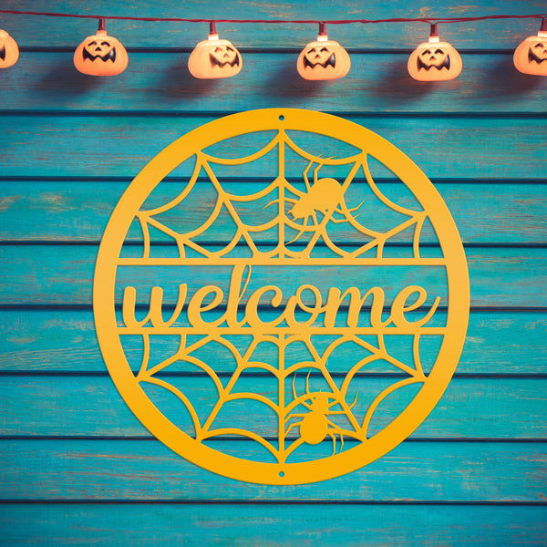 Metal Spiderweb Welcome - Halloween Decor - Business Welcome Sign