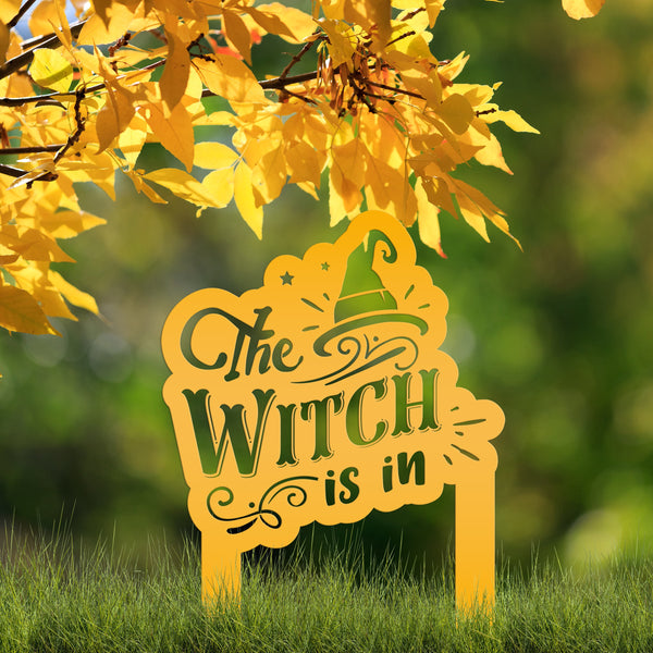 The Witch Is In Metal Yard Stake - Halloween Decor