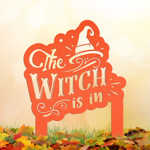 The Witch Is In Metal Yard Stake - Halloween Decor