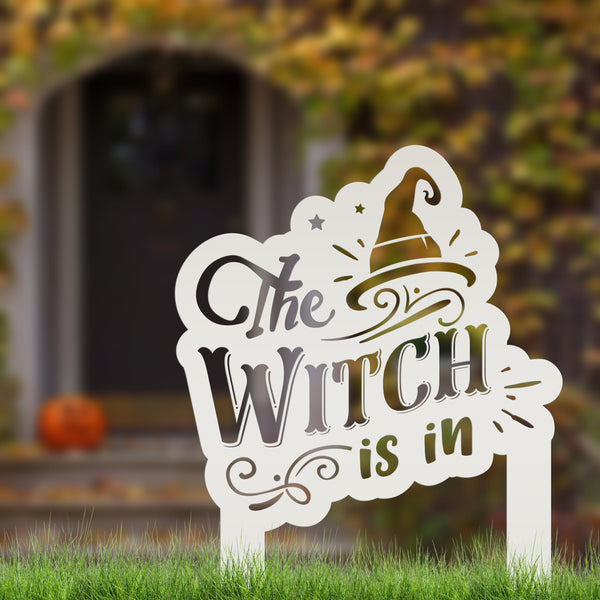 The Witch Is In Metal Yard Stake - Halloween Decor