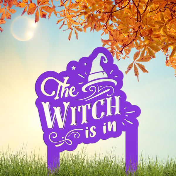 The Witch Is In Metal Yard Stake - Halloween Decor