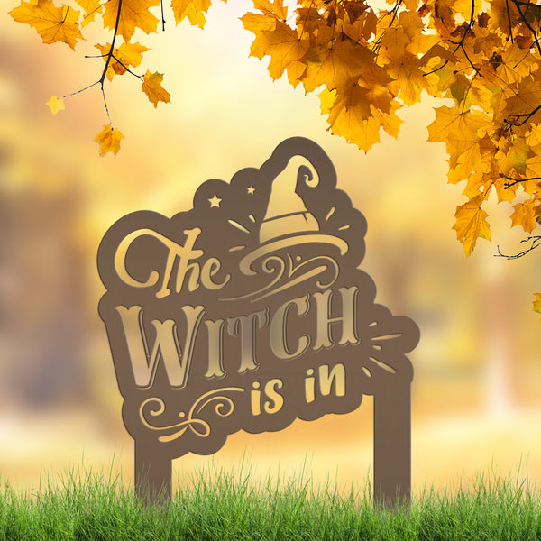 The Witch Is In Metal Yard Stake - Halloween Decor