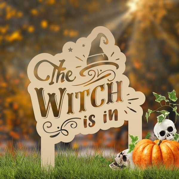 The Witch Is In Metal Yard Stake - Halloween Decor