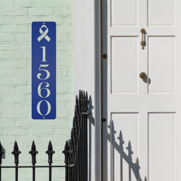 Address Sign, Metal House Numbers, Vertical Street Plaque, Powdered Outdoor Awareness Sign for Different Diseases Causes Cancer and Illness