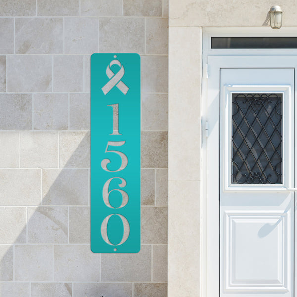 Address Sign, Metal House Numbers, Vertical Street Plaque, Powdered Outdoor Awareness Sign for Different Diseases Causes Cancer and Illness