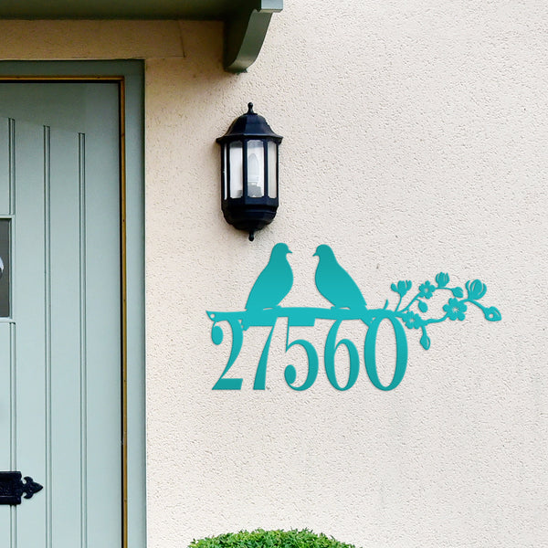 Metal House Number Sign, Custom Birds on a Branch Address Plaque, Outdoor Mailbox Digits, Decorative Driveway Marker, Porch Street Sign